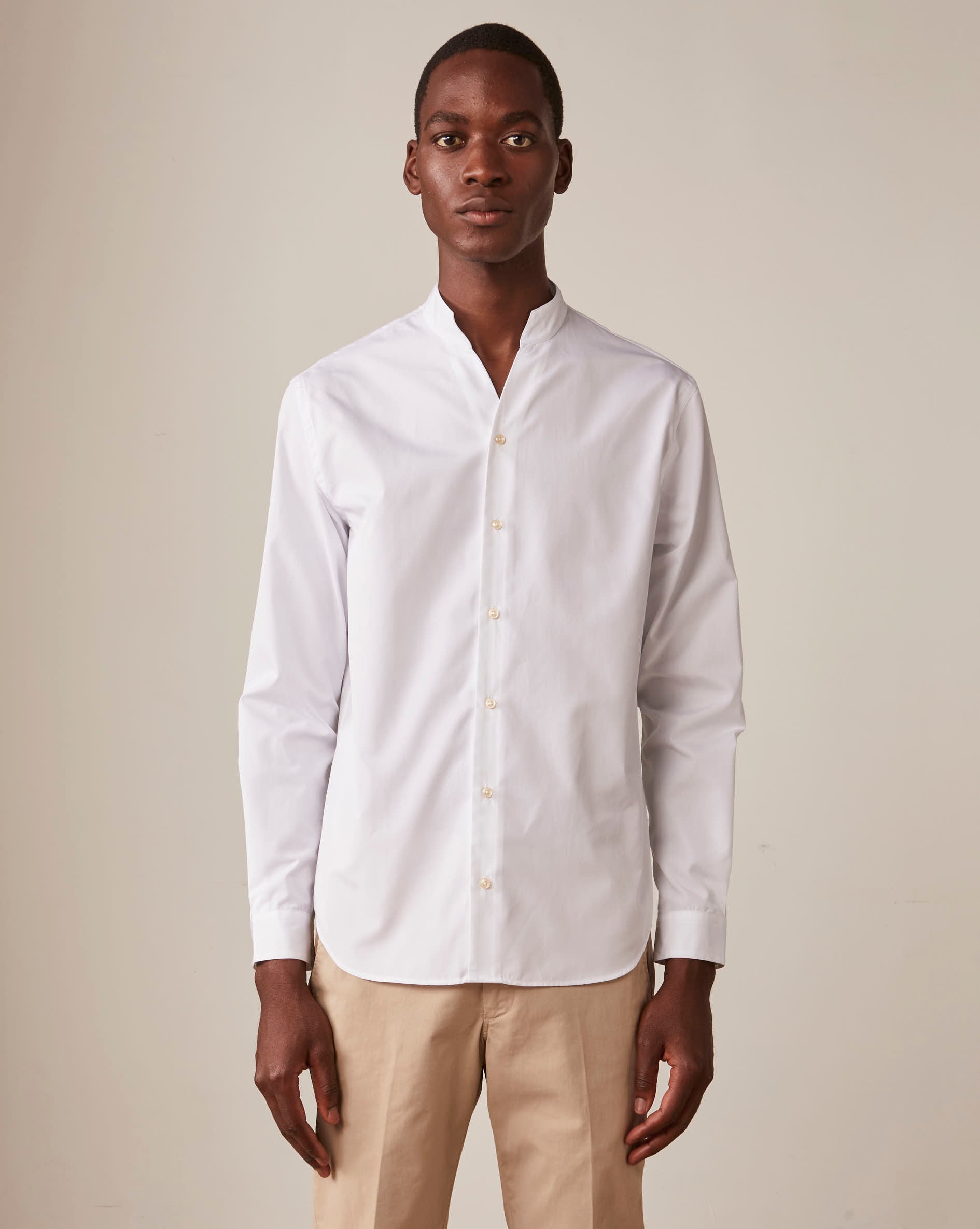 White Carl shirt - Poplin - Open straight Collar