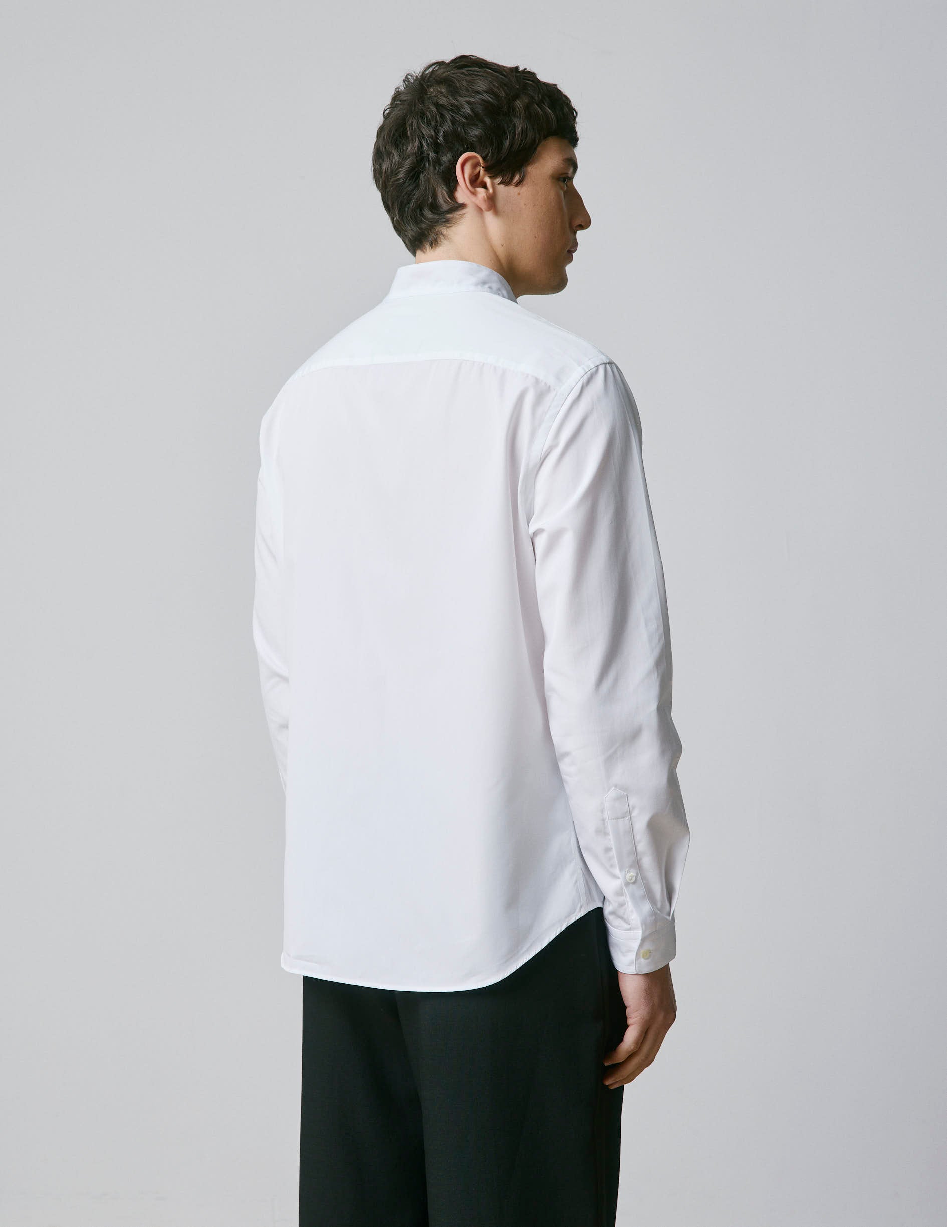 Carl white shirt - Poplin - Open straight Collar