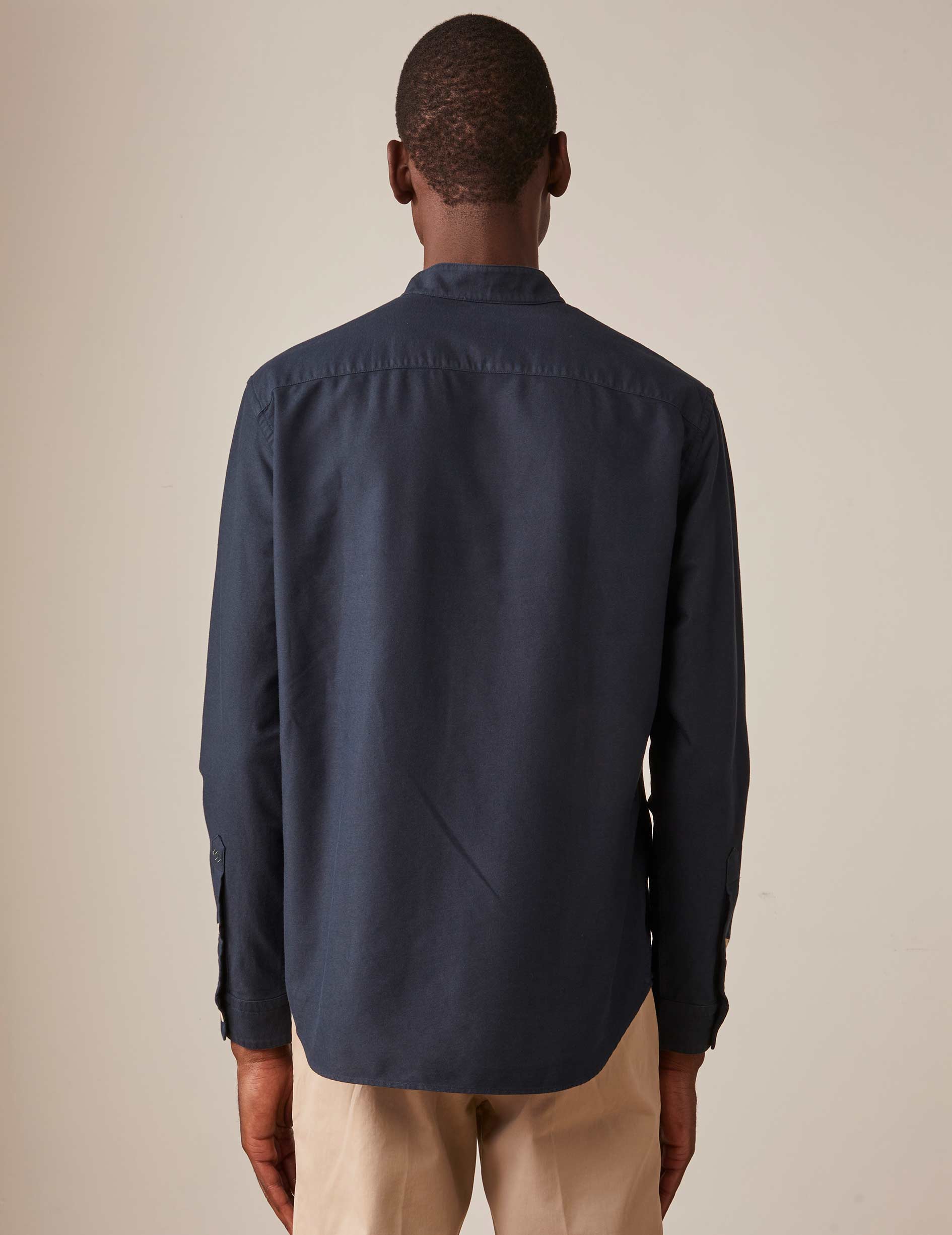 Navy blue Carl shirt - Oxford - Open straight Collar