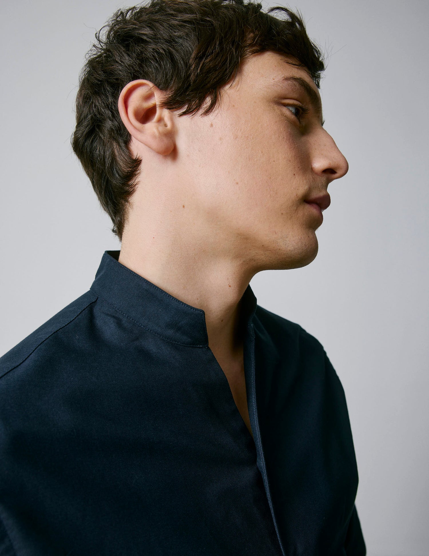 Carl navy shirt - Oxford - Open straight Collar#3