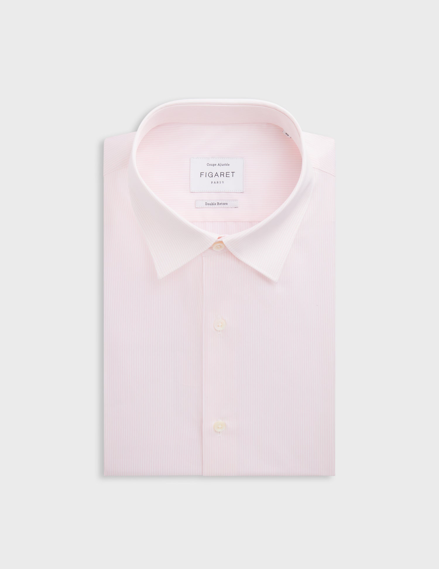 Fitted pink striped shirt - Poplin - Figaret Collar