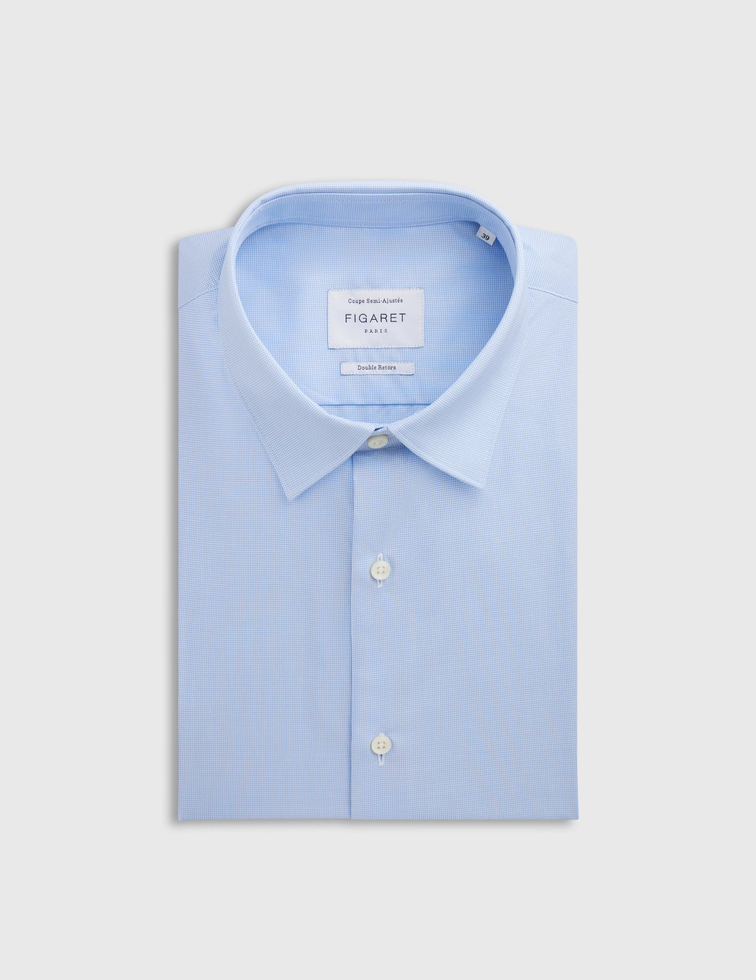 Semi-fitted blue shirt - Poplin - Figaret Collar