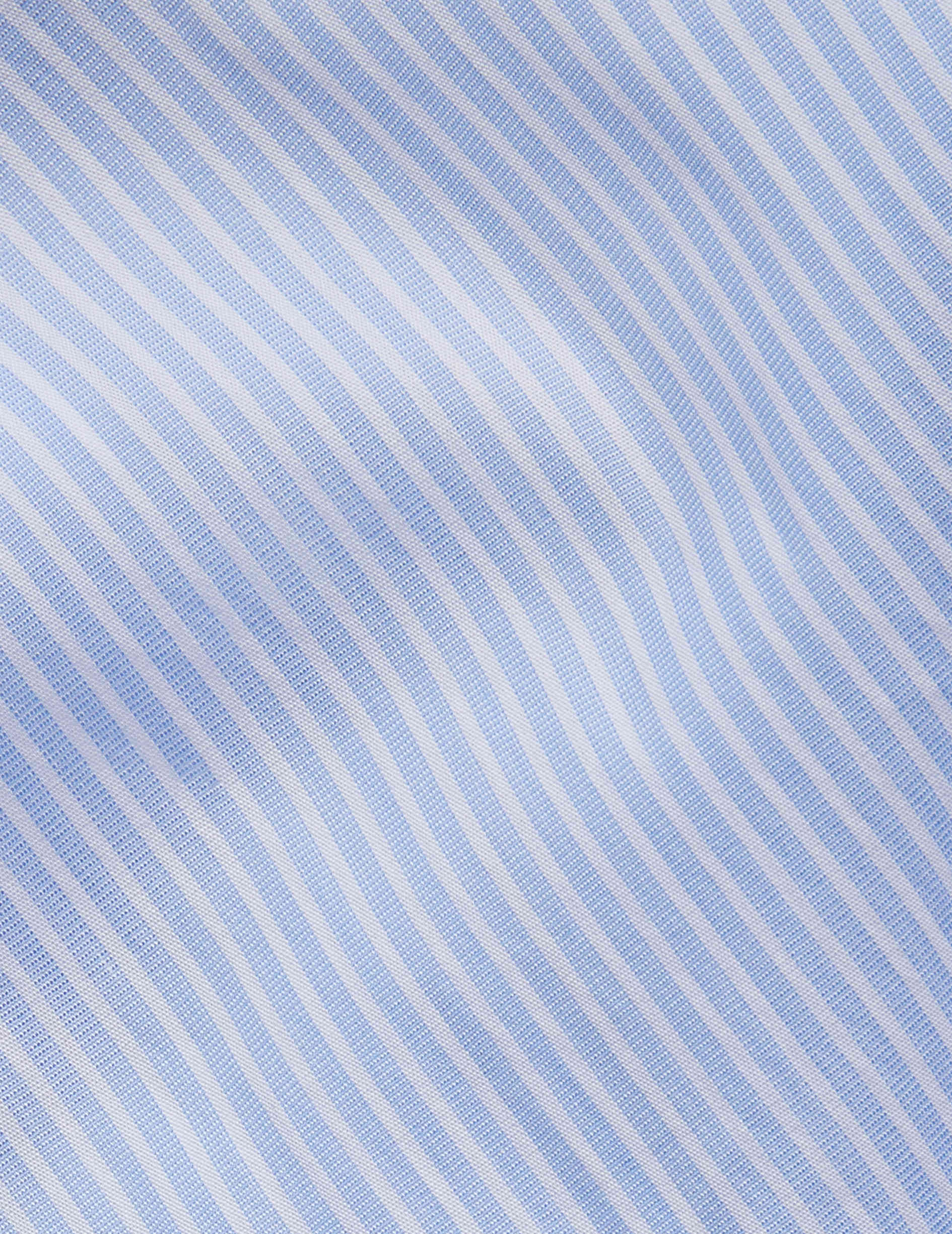 Semi-fitted blue striped shirt - Poplin - Figaret Collar