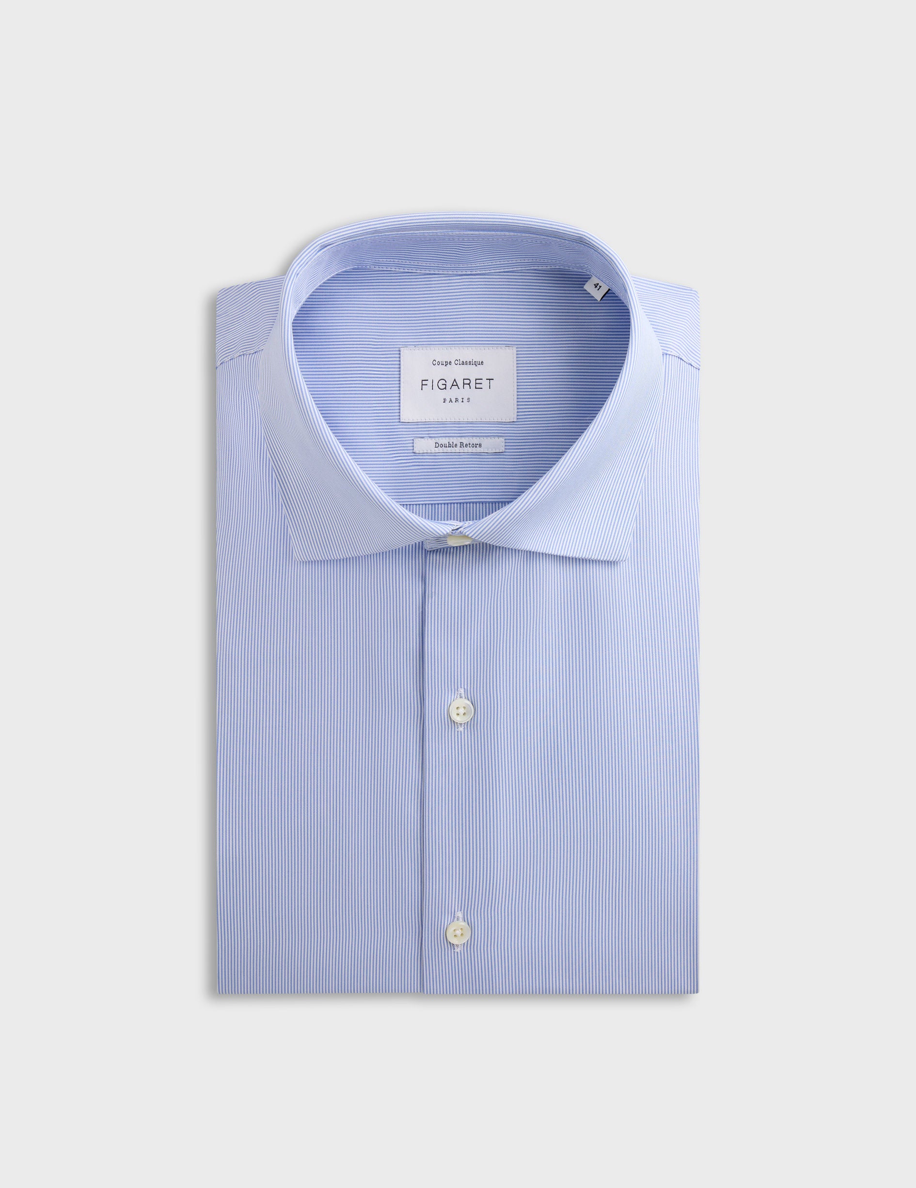 Classic blue striped shirt - Poplin - Italian Collar