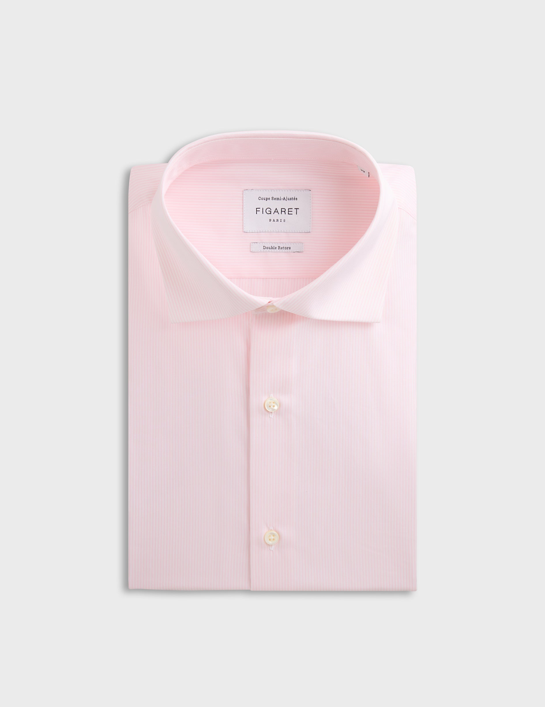 Semi-fitted pink striped shirt