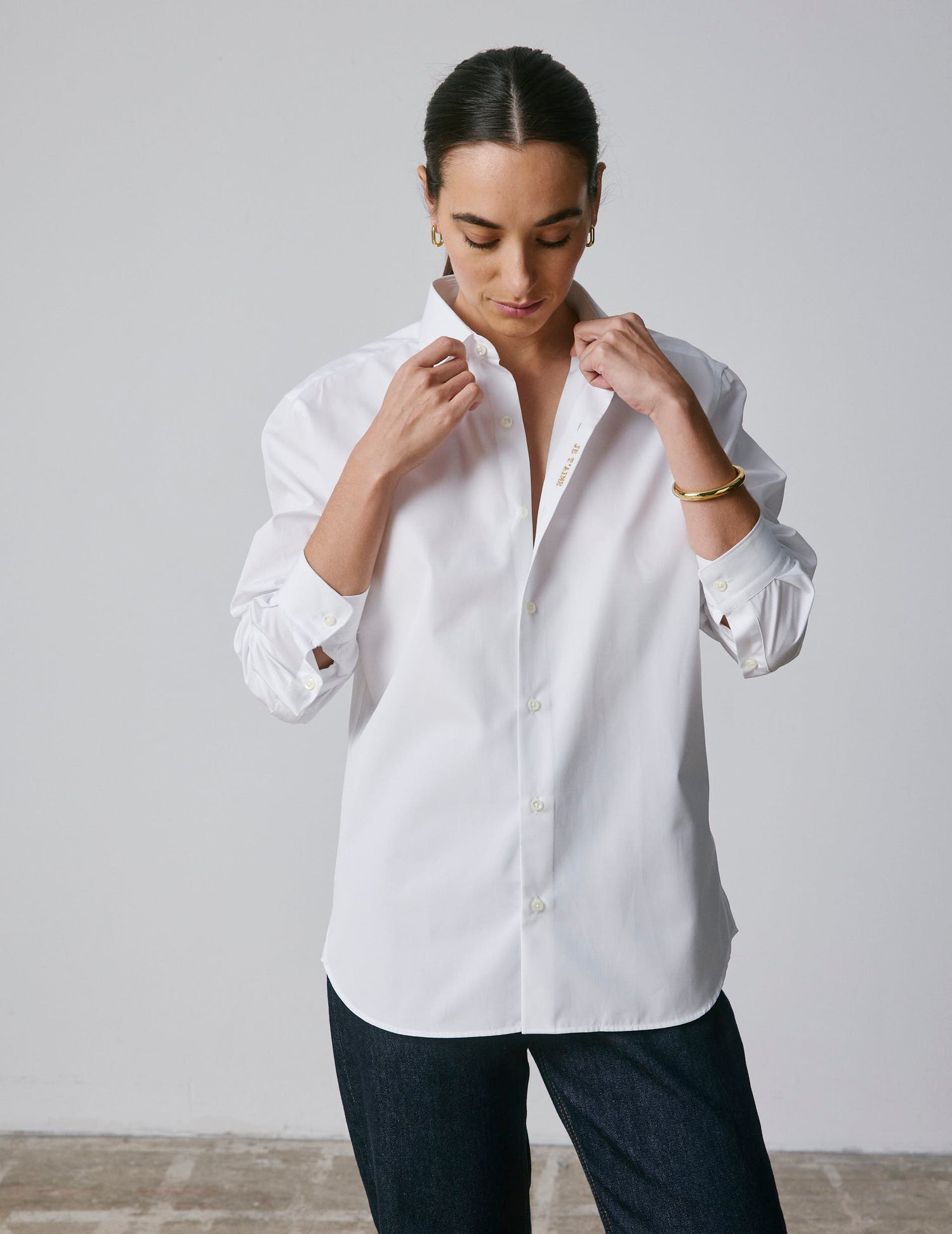 Unisex white "Je t'aime" shirt - Poplin - Figaret Collar#8