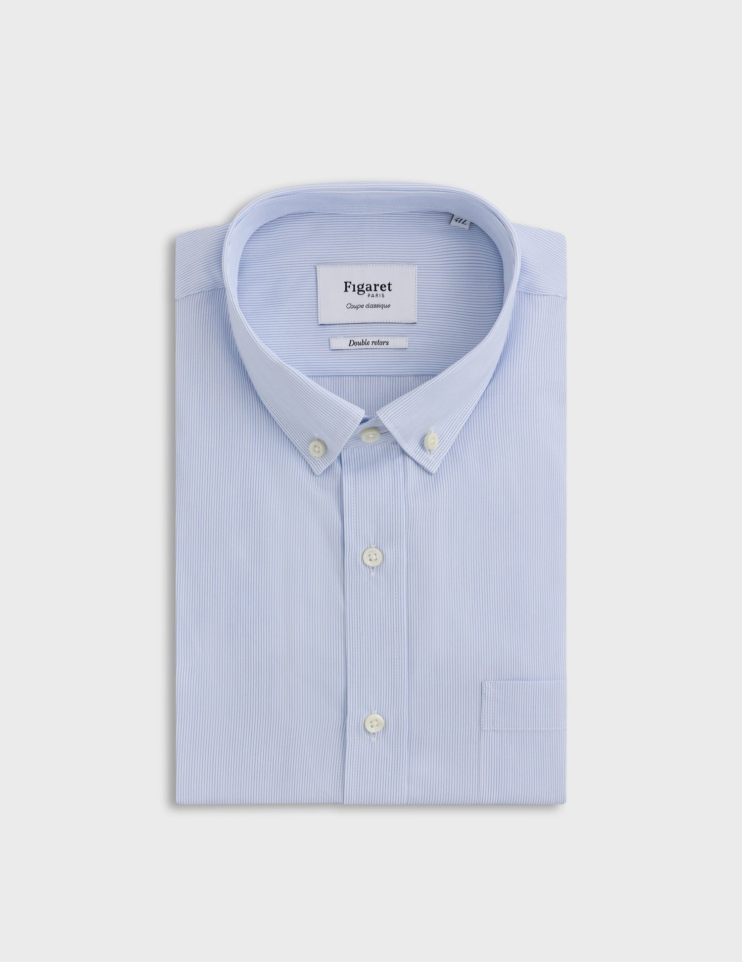 Chemise Classique rayée bleue - Popeline - Col Américain