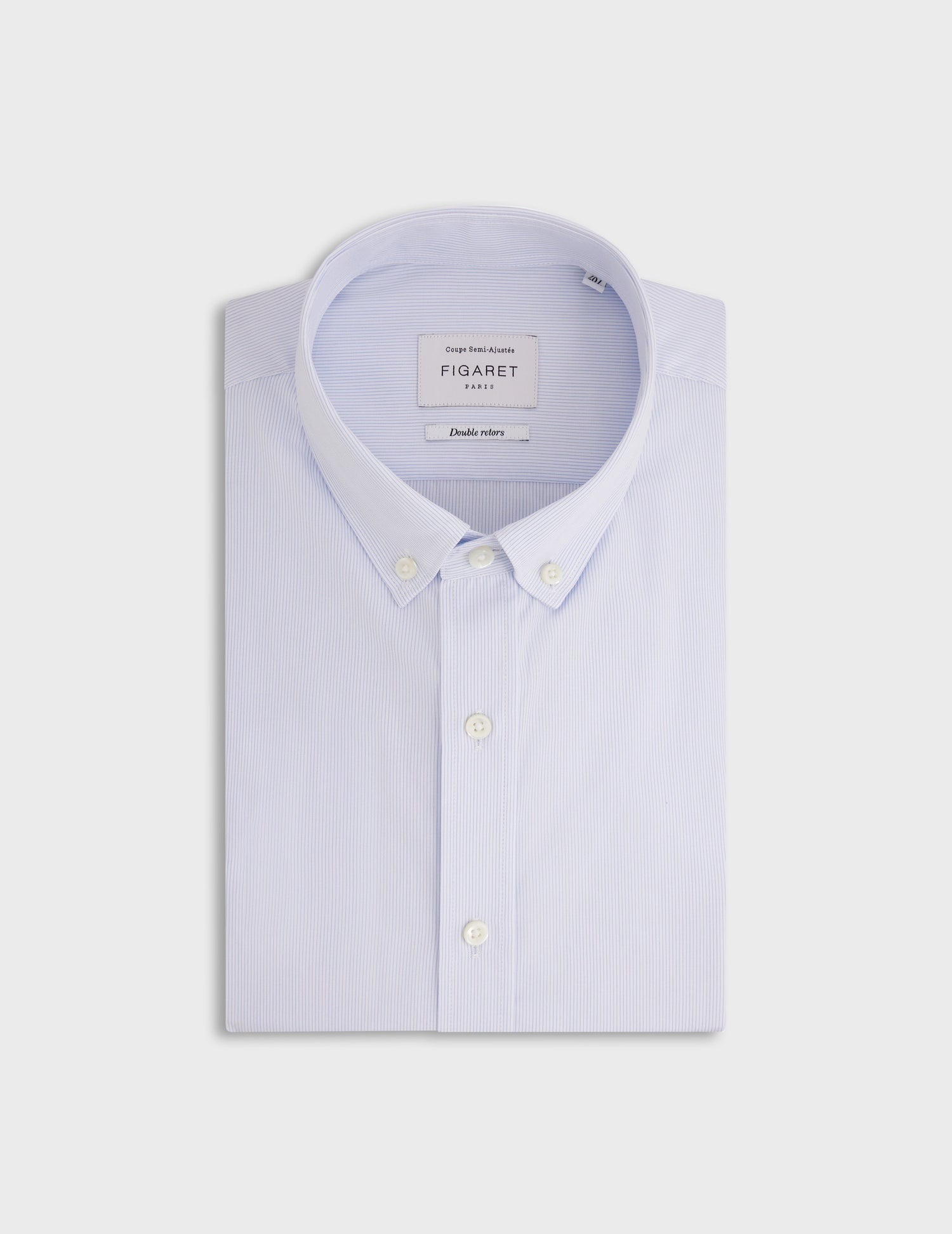 Semi-fitted striped blue shirt - Poplin - American Collar