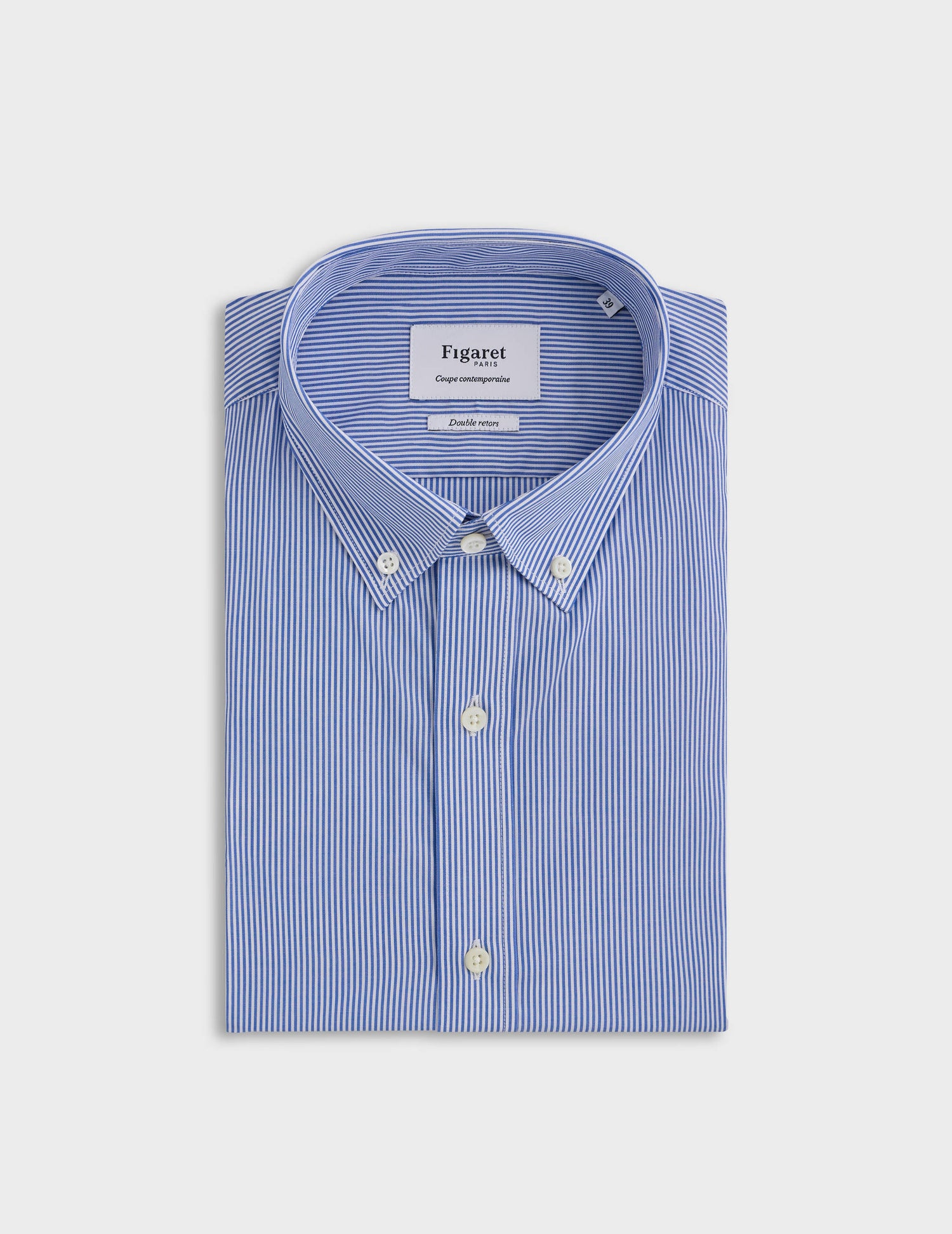 Semi-fitted striped blue shirt - Poplin - American Collar