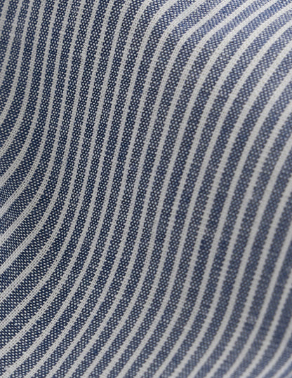 Navy striped cotton and linen Auguste shirt