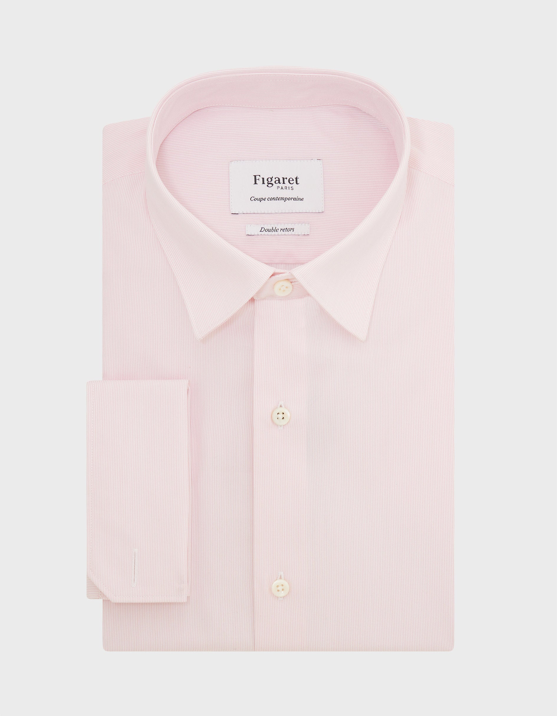 Semi-fitted pink striped shirt