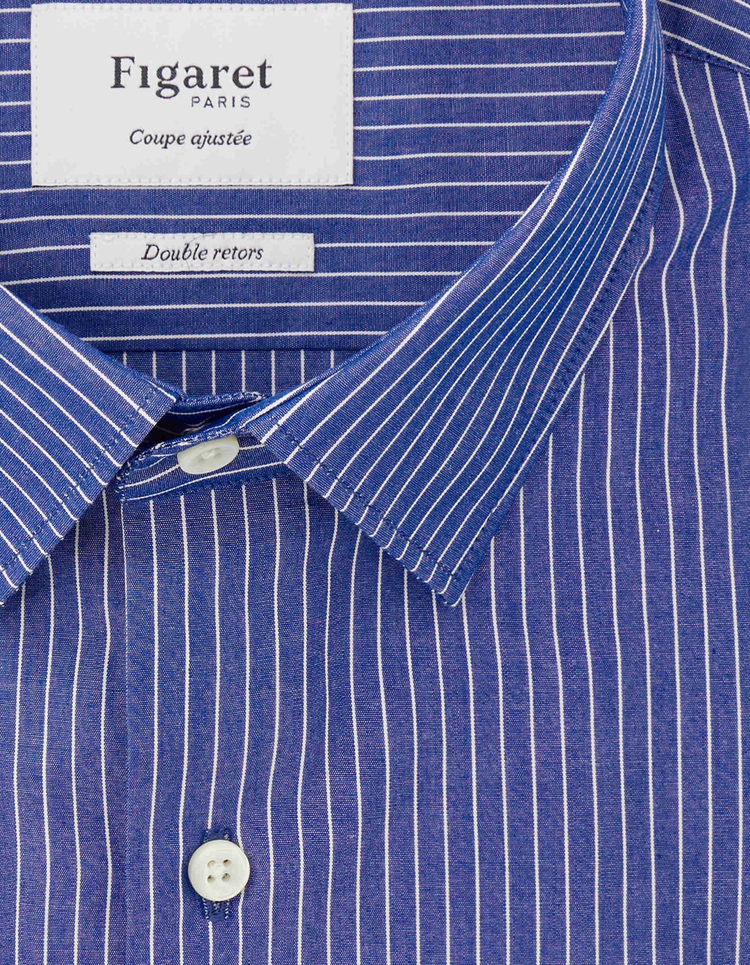 Fitted blue striped shirt - Poplin - Figaret Collar#2