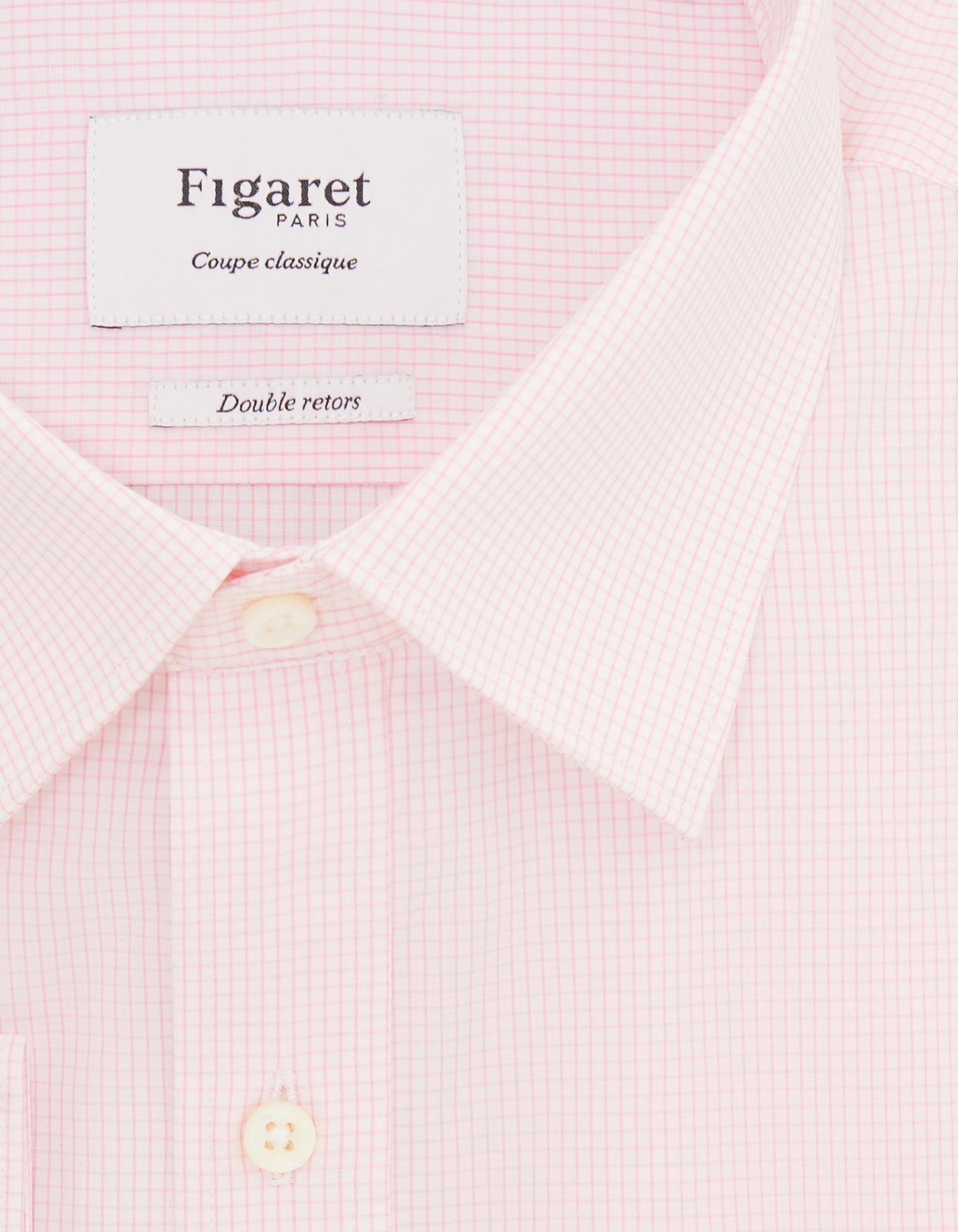 Classic pink checked shirt - Poplin - Figaret Collar#2