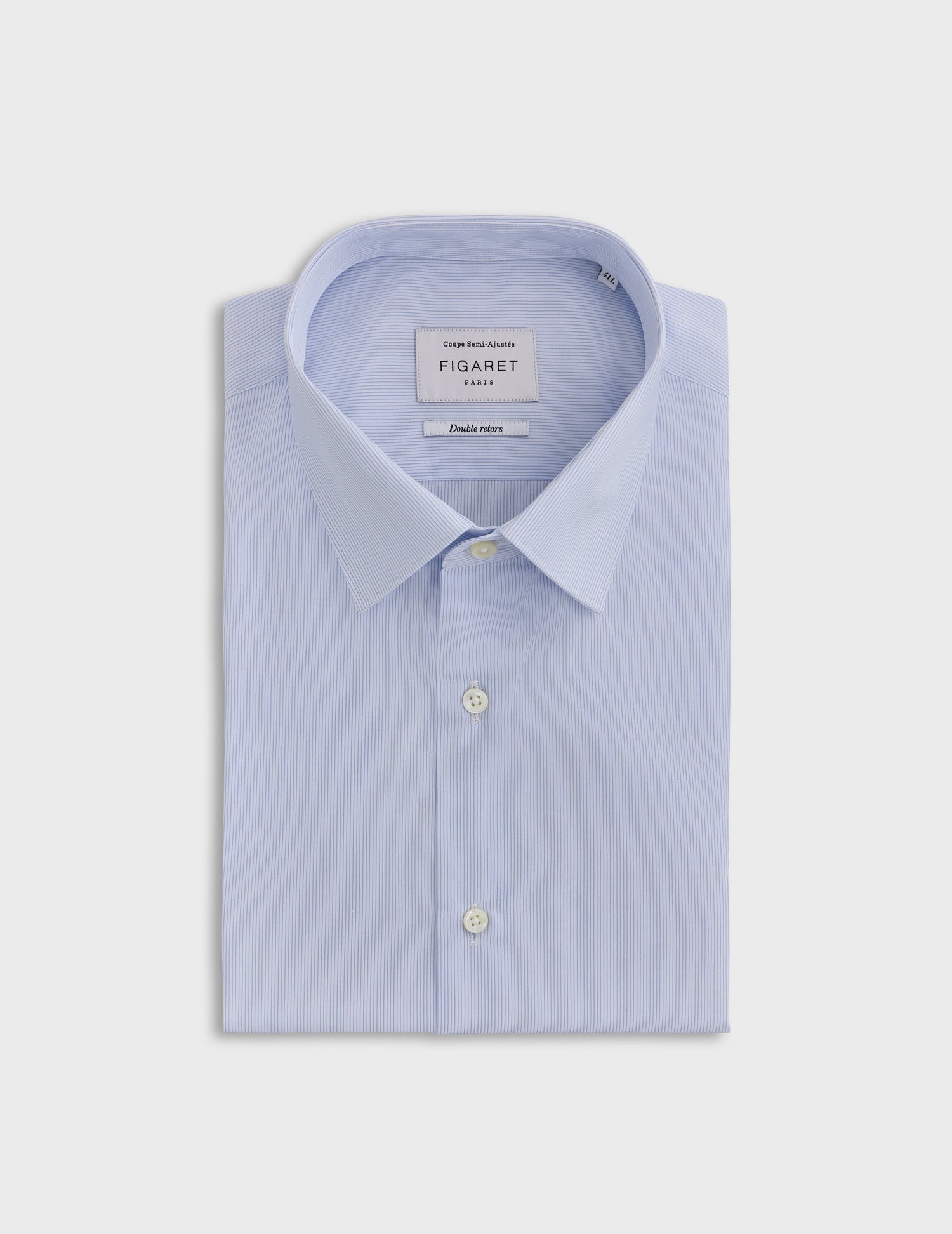 Semi-fitted striped blue shirt - Poplin - Figaret Collar