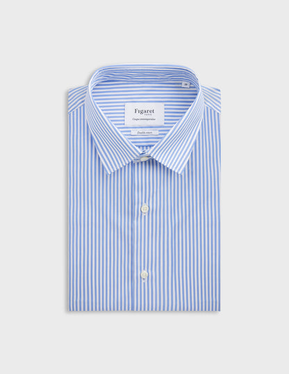 Semi-fitted blue striped shirt