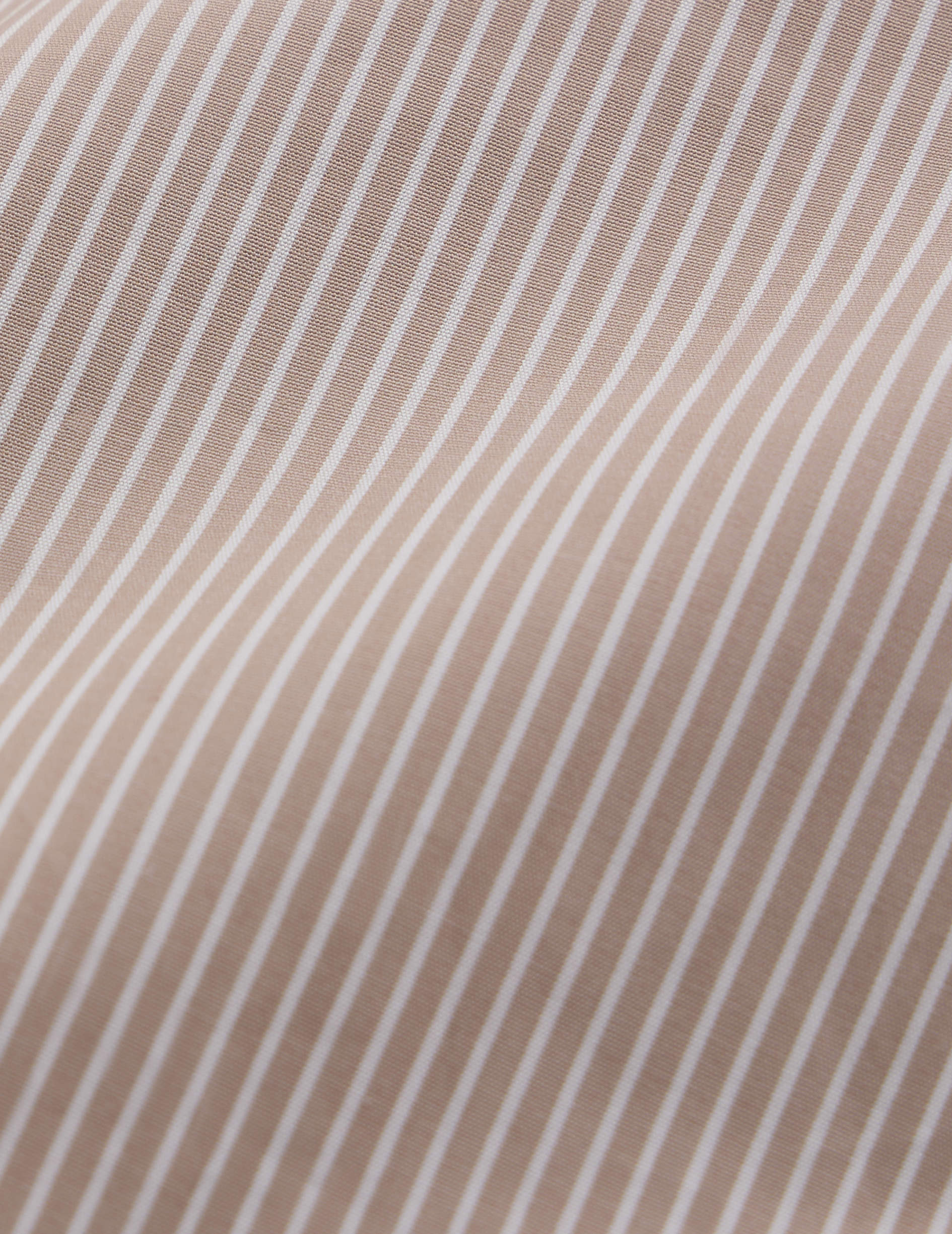 Semi-fitted beige striped shirt - Poplin - Figaret Collar