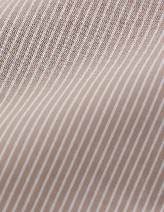 Semi-fitted beige striped shirt
