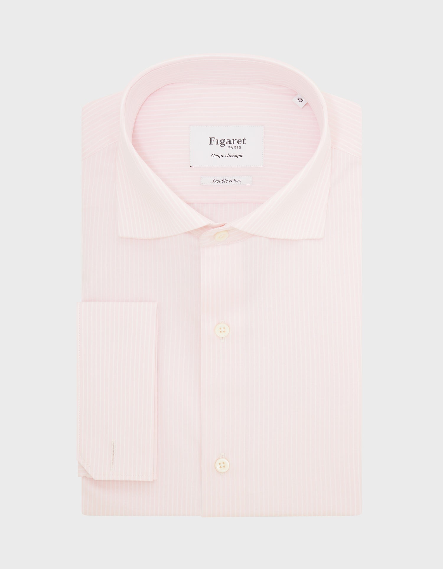 Classic pink striped shirt - Poplin - Italian Collar - French Cuffs