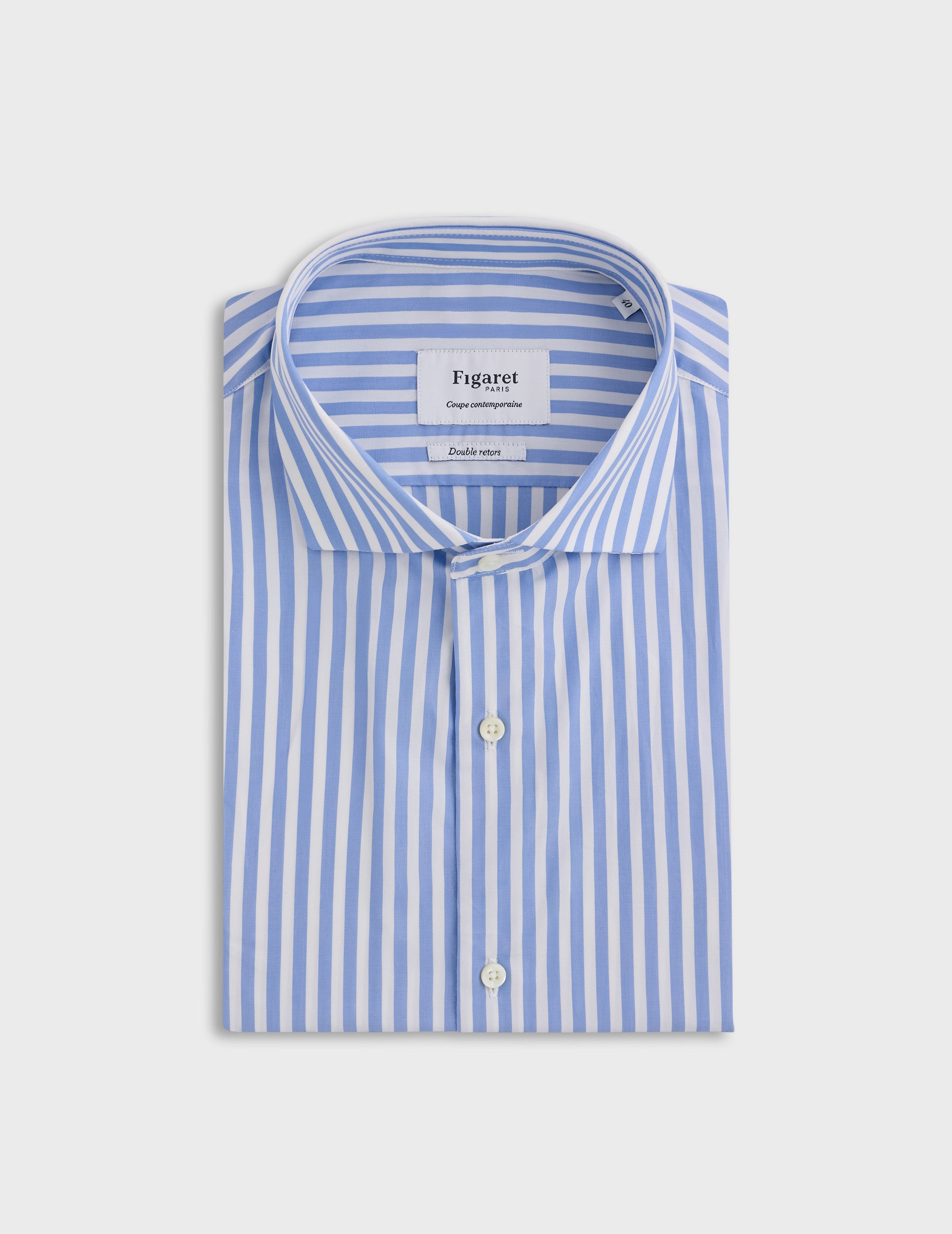 Semi-fitted striped blue shirt