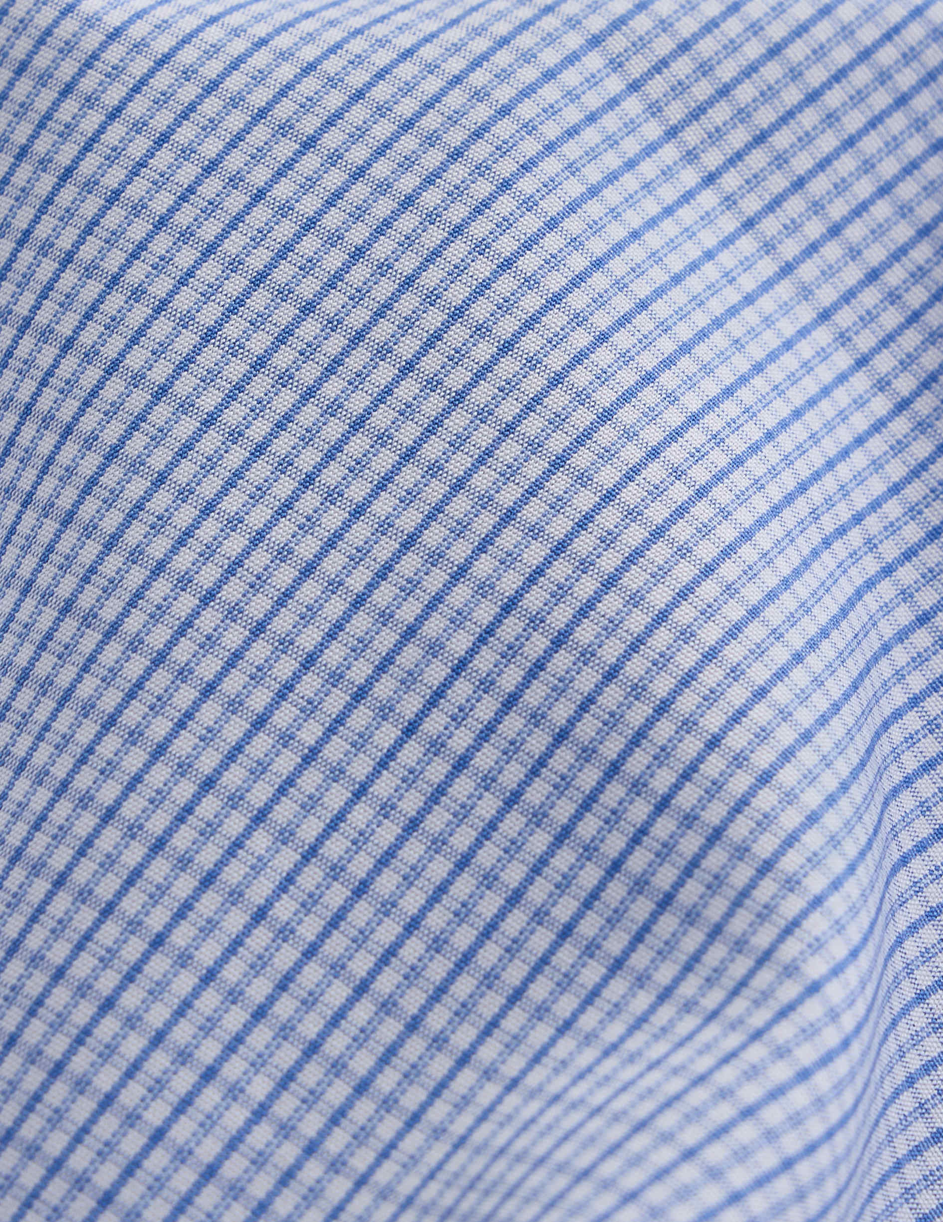 Fitted blue checked shirt - Poplin - Italian Collar