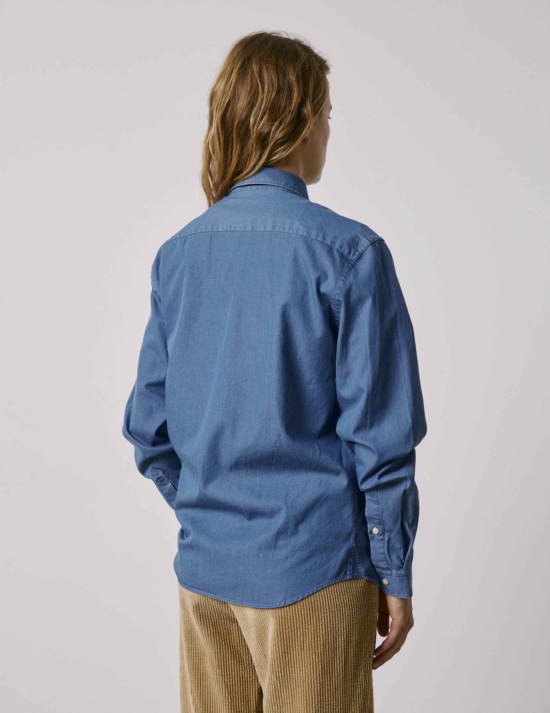 Unisex Blue denim "Je t'aime" shirt - Denim - Figaret Collar