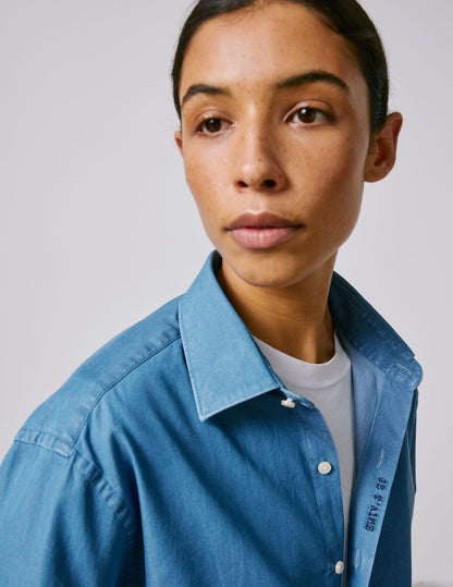 Unisex Blue denim "Je t'aime" shirt