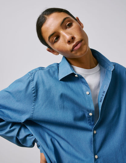 Unisex Blue denim "Je t'aime" shirt