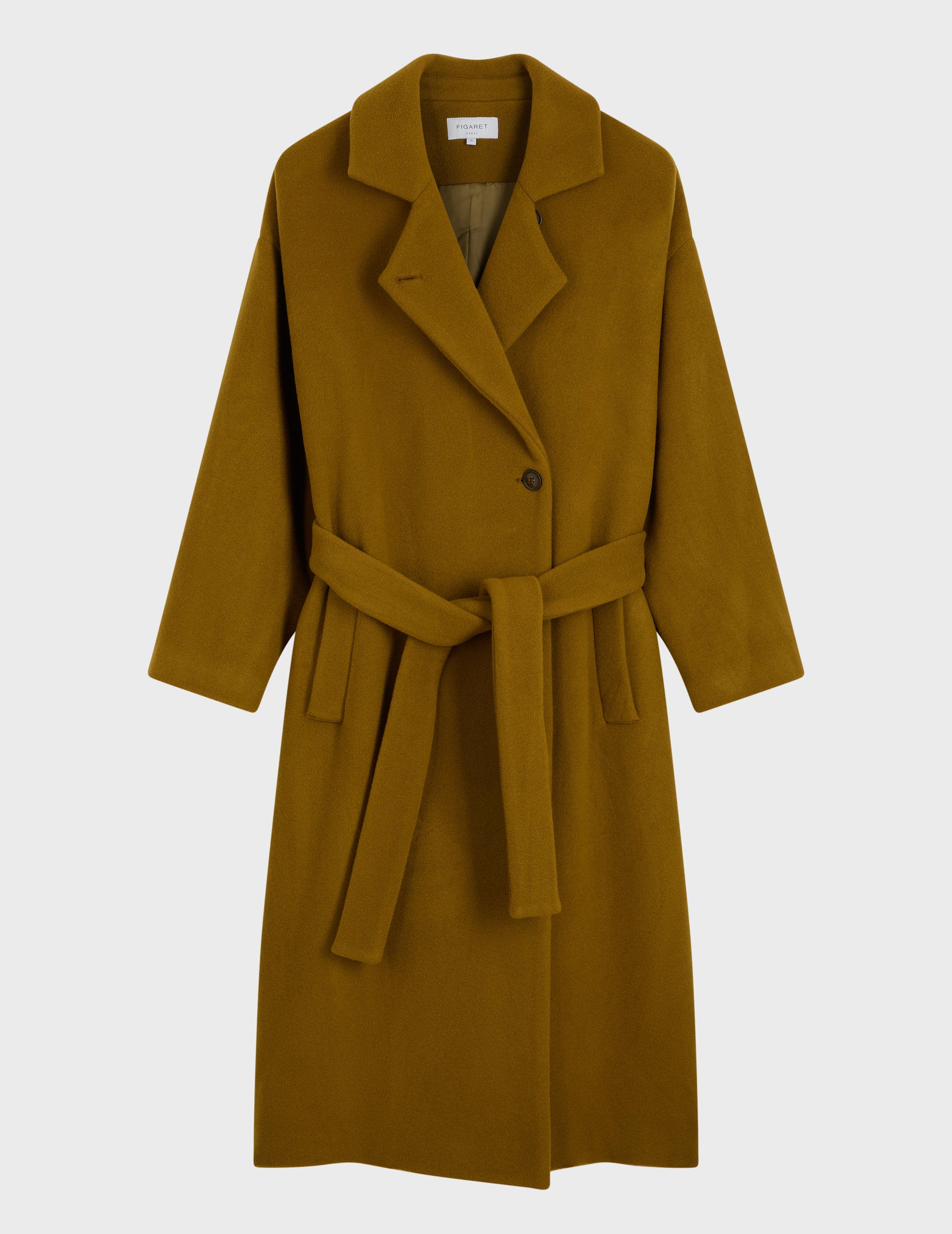 Manteau Eymée en drap de laine vert olive