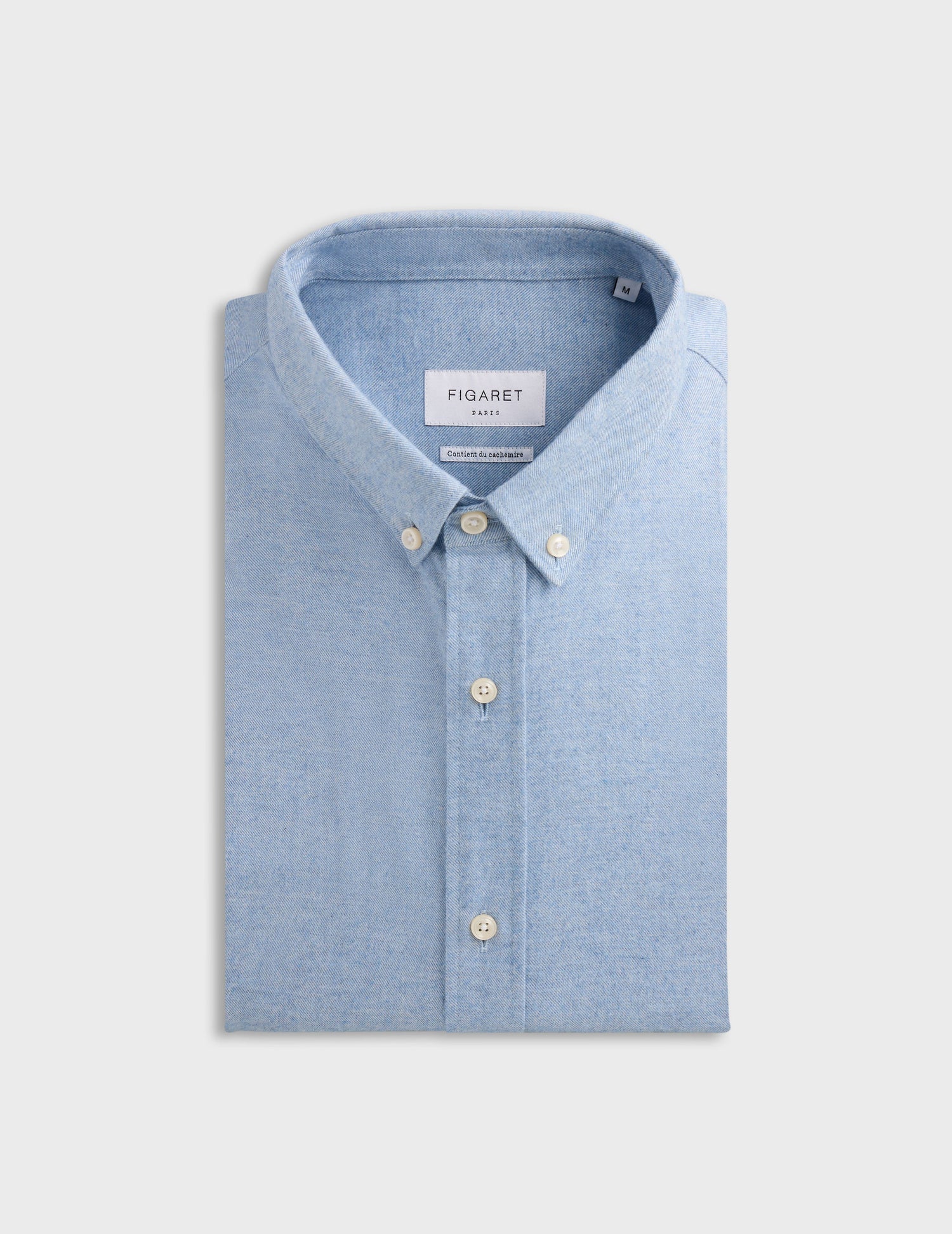 blue cotton cashmere Gaspard shirt - Flannel - American Collar#5