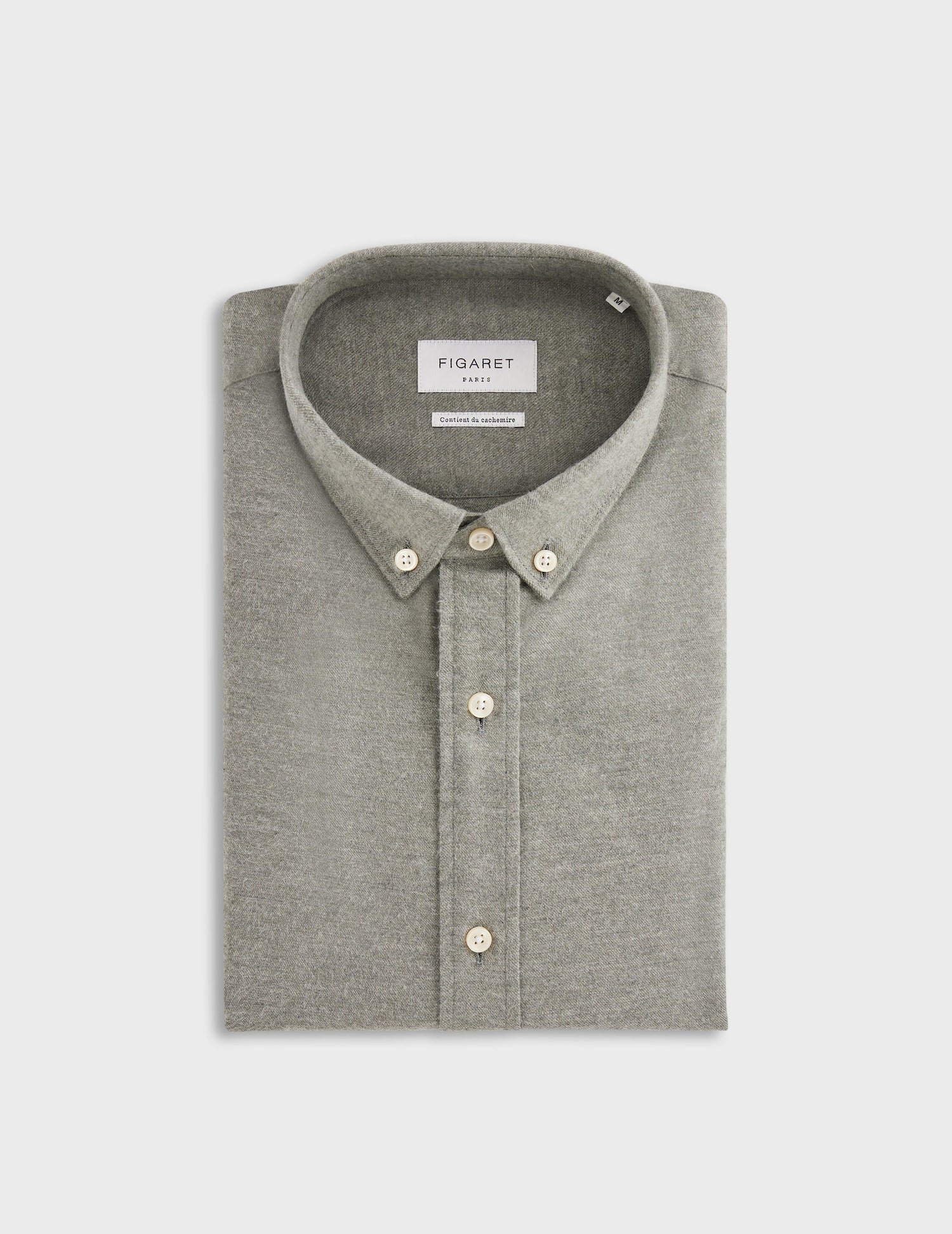 Grey Cotton cashmere Gaspard shirt - Flannel - American Collar#5