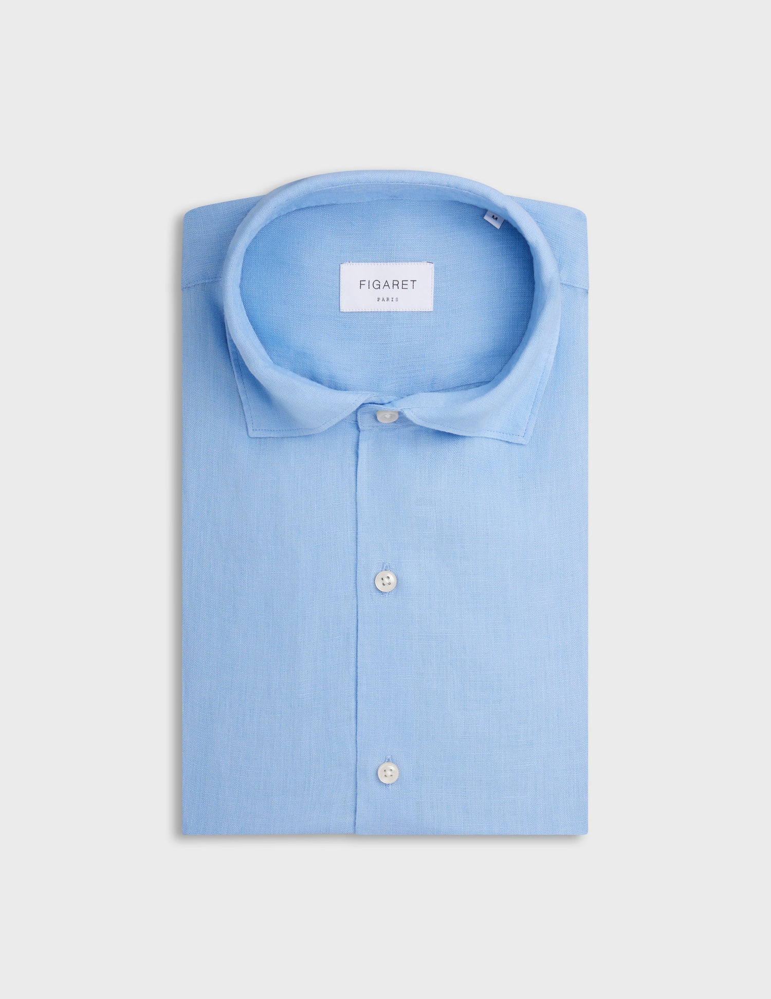 blue linen Aristote shirt - Linen - Italian Collar