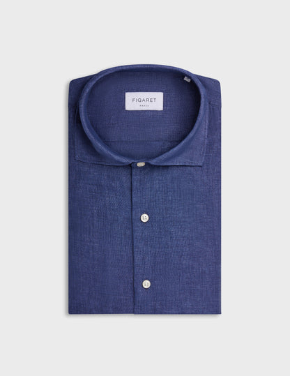 Aristote shirt in dark blue linen