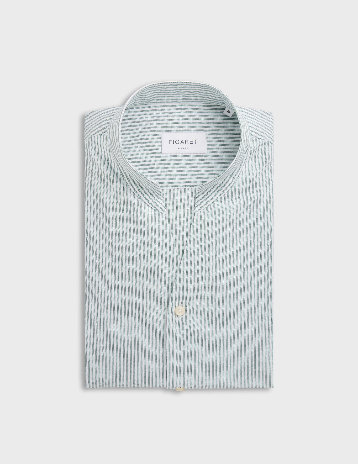 Green striped Carl shirt - Oxford - Open straight Collar#4