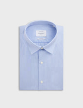 Fitted blue striped shirt