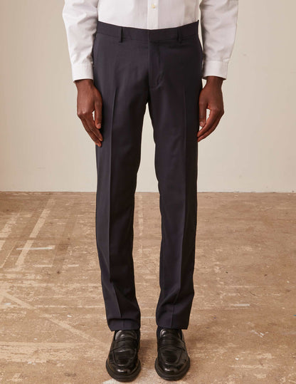 Midnight blue wool canvas Fabrice suit trousers