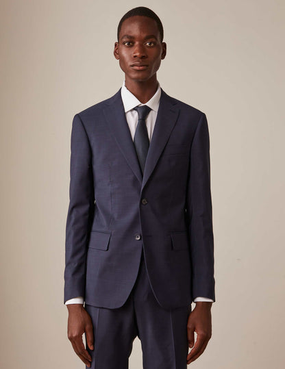 Navy wool pinpoint Fabien suit jacket