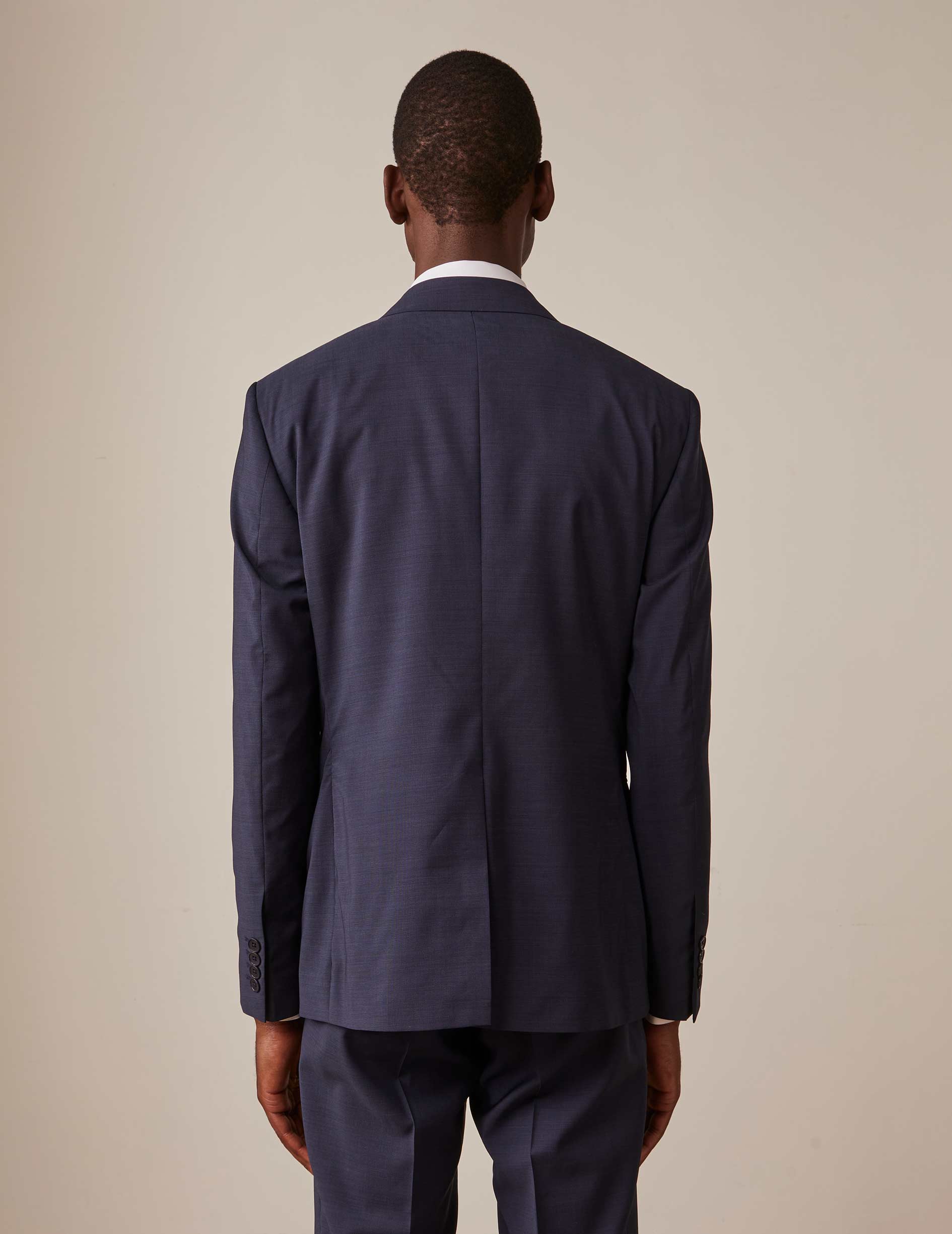 Navy wool pinpoint Fabien suit jacket