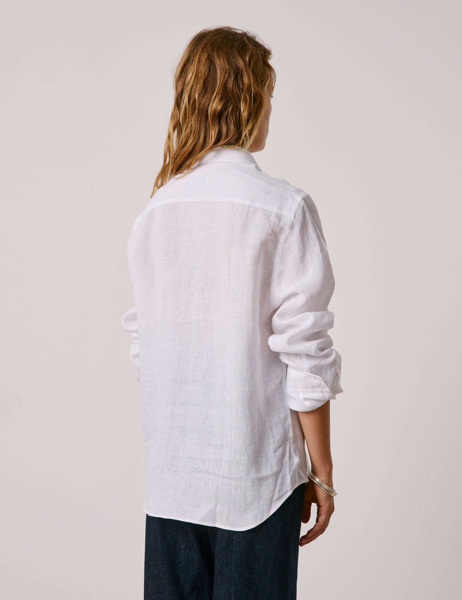 Unisex White linen "Je t'aime" shirt - Linen - Figaret Collar