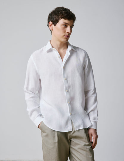 Unisex White linen "Je t'aime" shirt