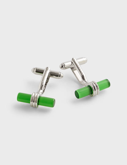 Boutons de manchettes argent et vert