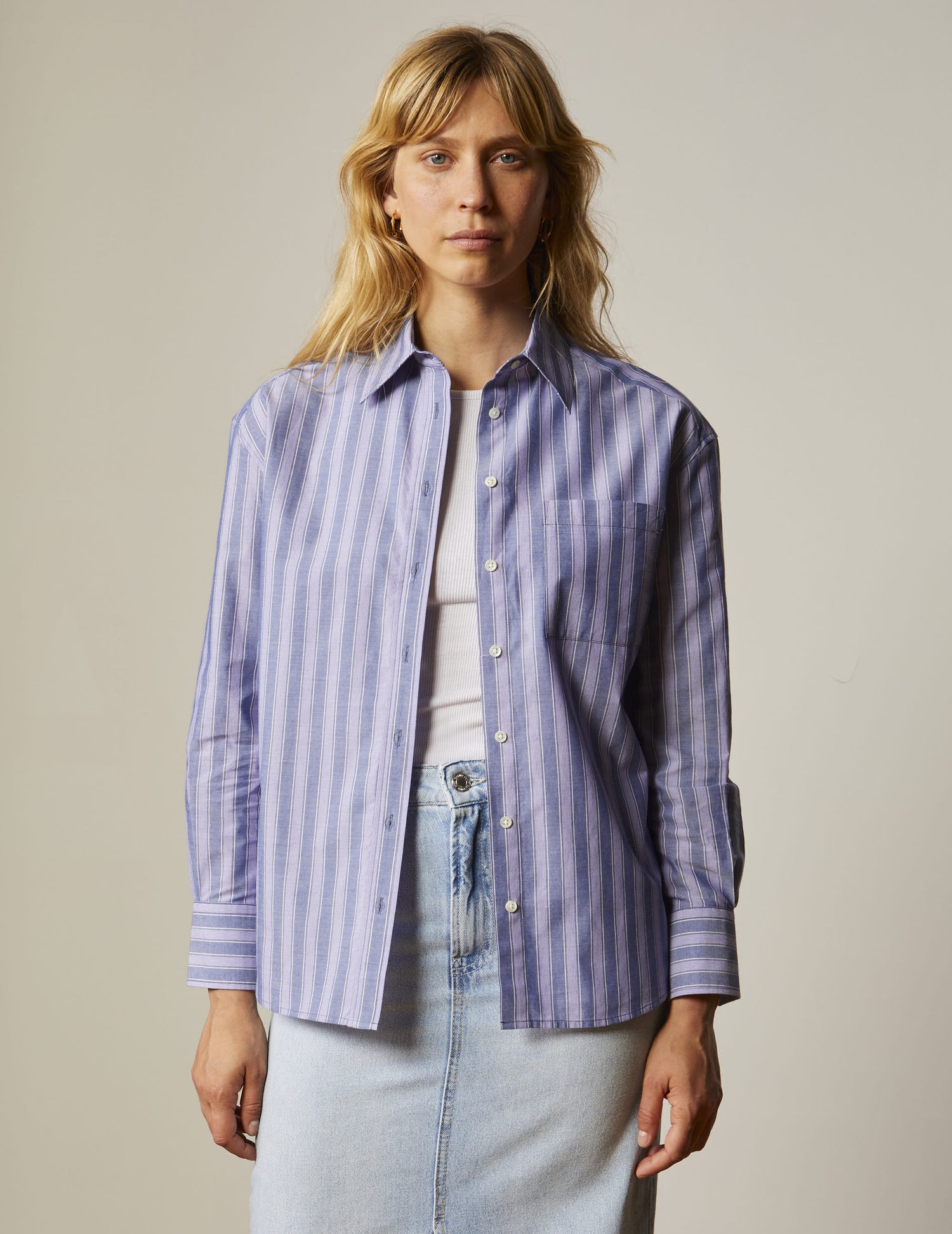 Blue striped Charlotte shirt - Poplin#5