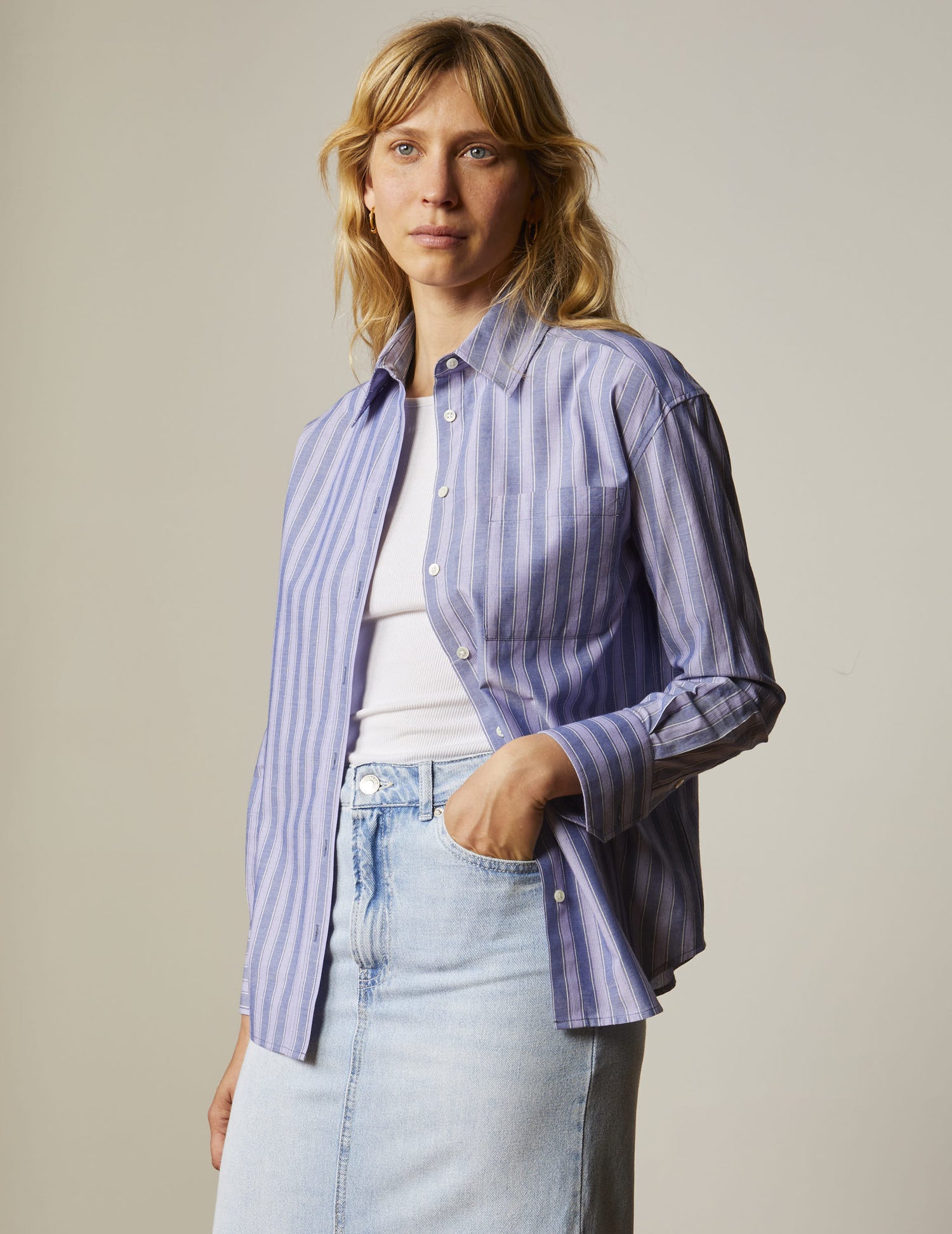 Blue striped Charlotte shirt - Poplin#4