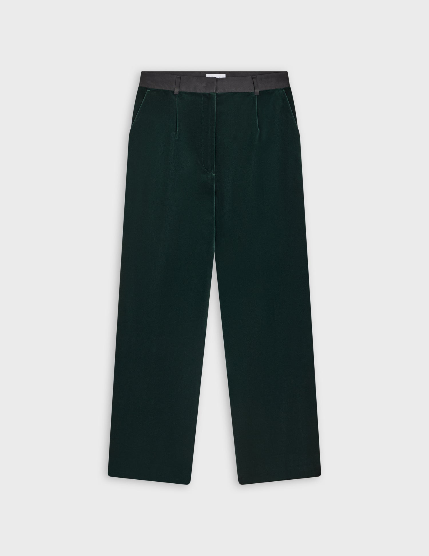 Pantalon de smoking Giorgia en velours vert foncé