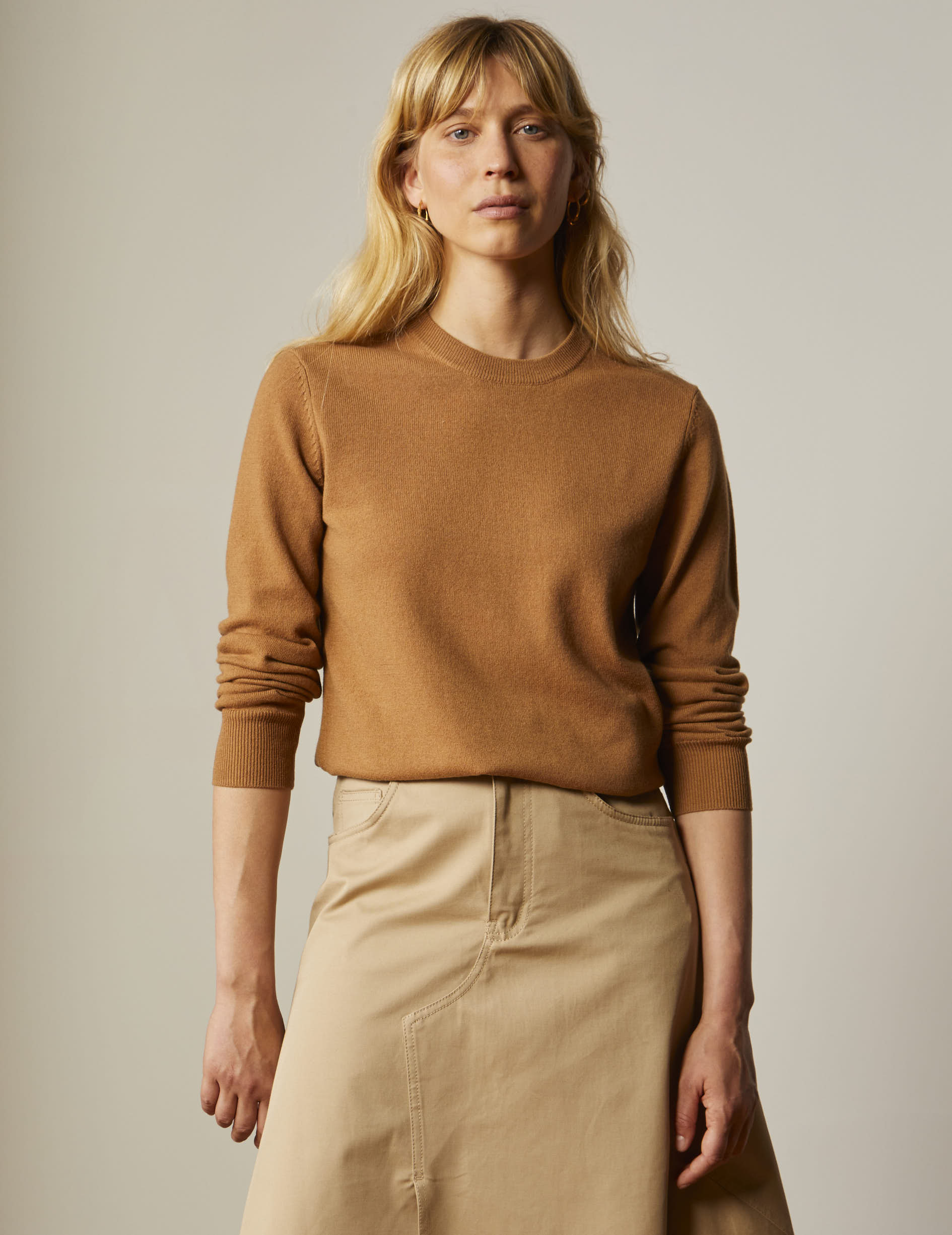 Pull ginnie en laine et cachemire camel