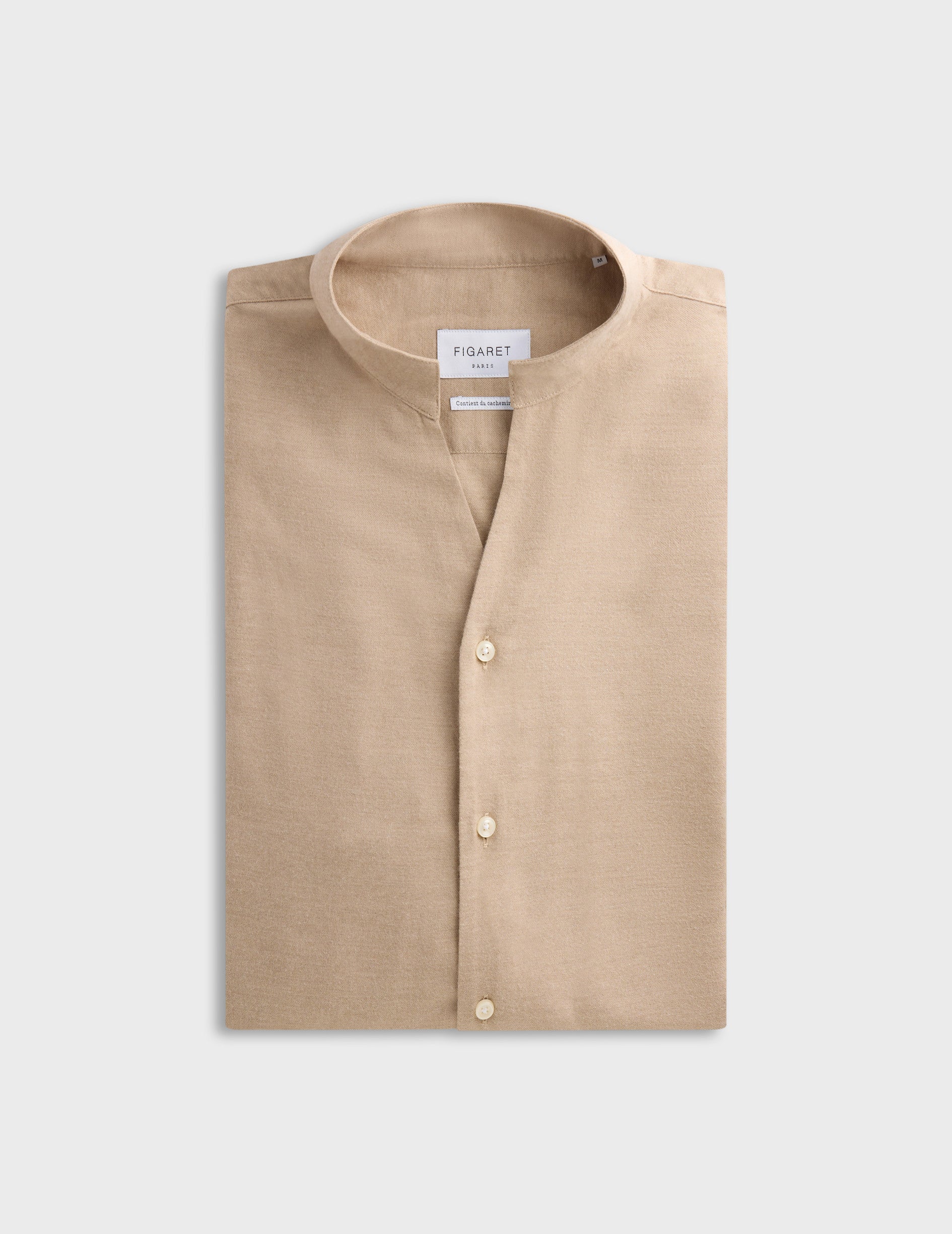 Beige Carl shirt - Flannel - Open straight Collar