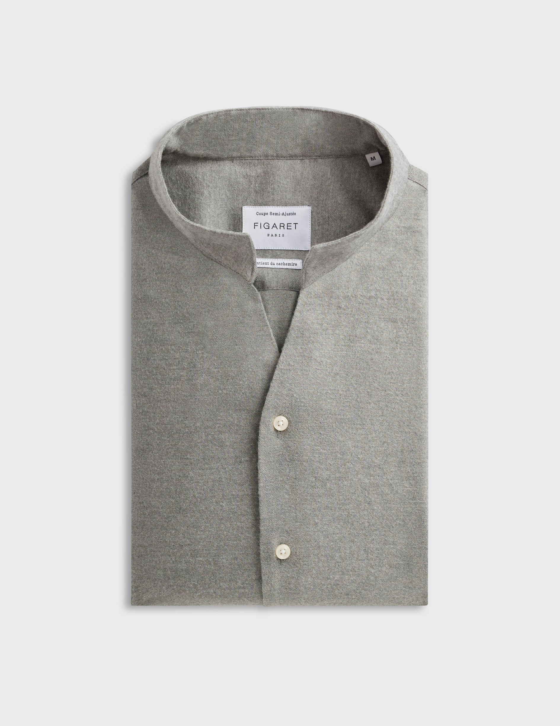 Grey Carl shirt - Flannel - Open straight Collar