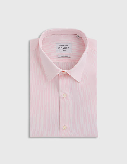 Semi-fitted pink striped shirt