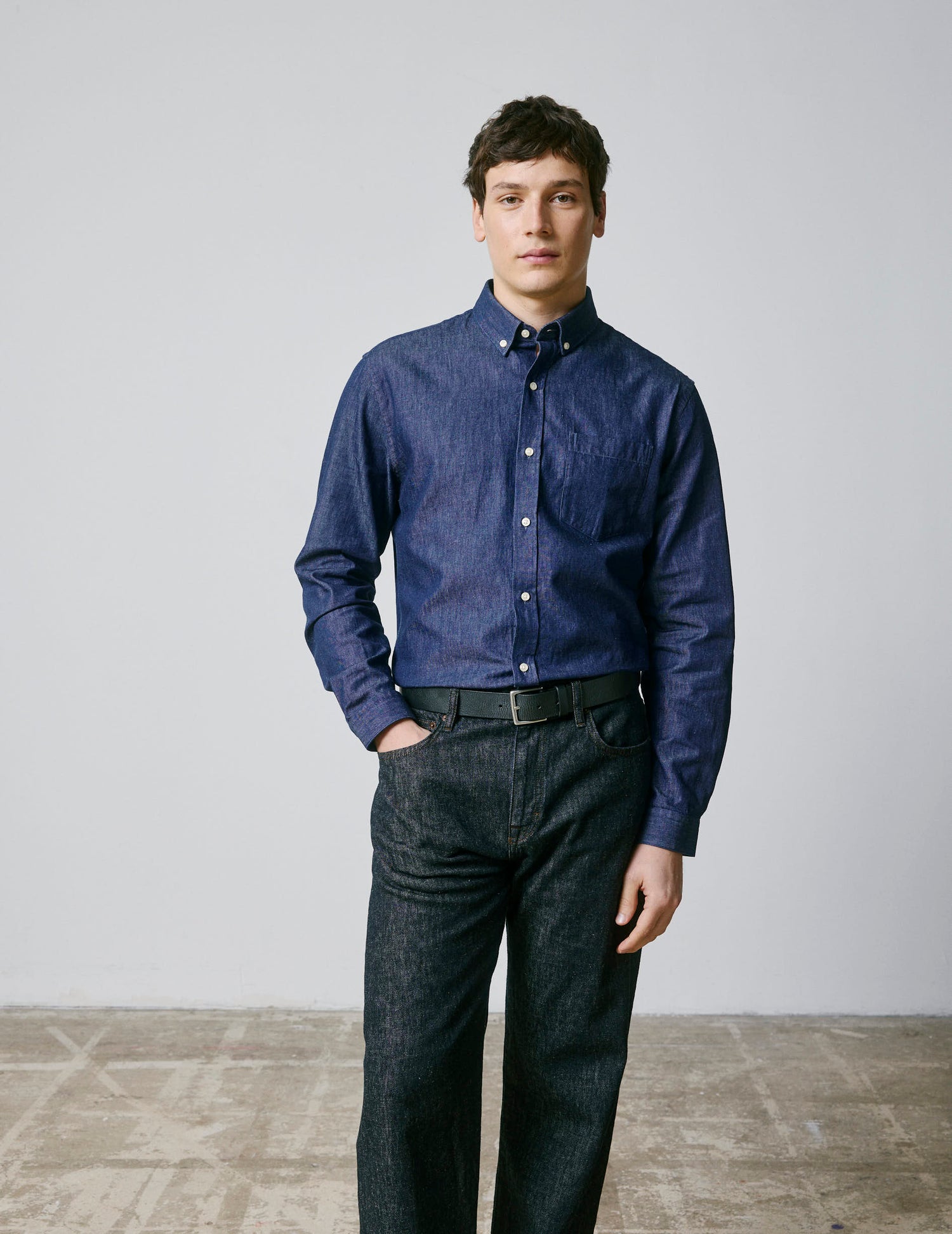 Navy denim Gabriel shirt - Denim - American Collar#3