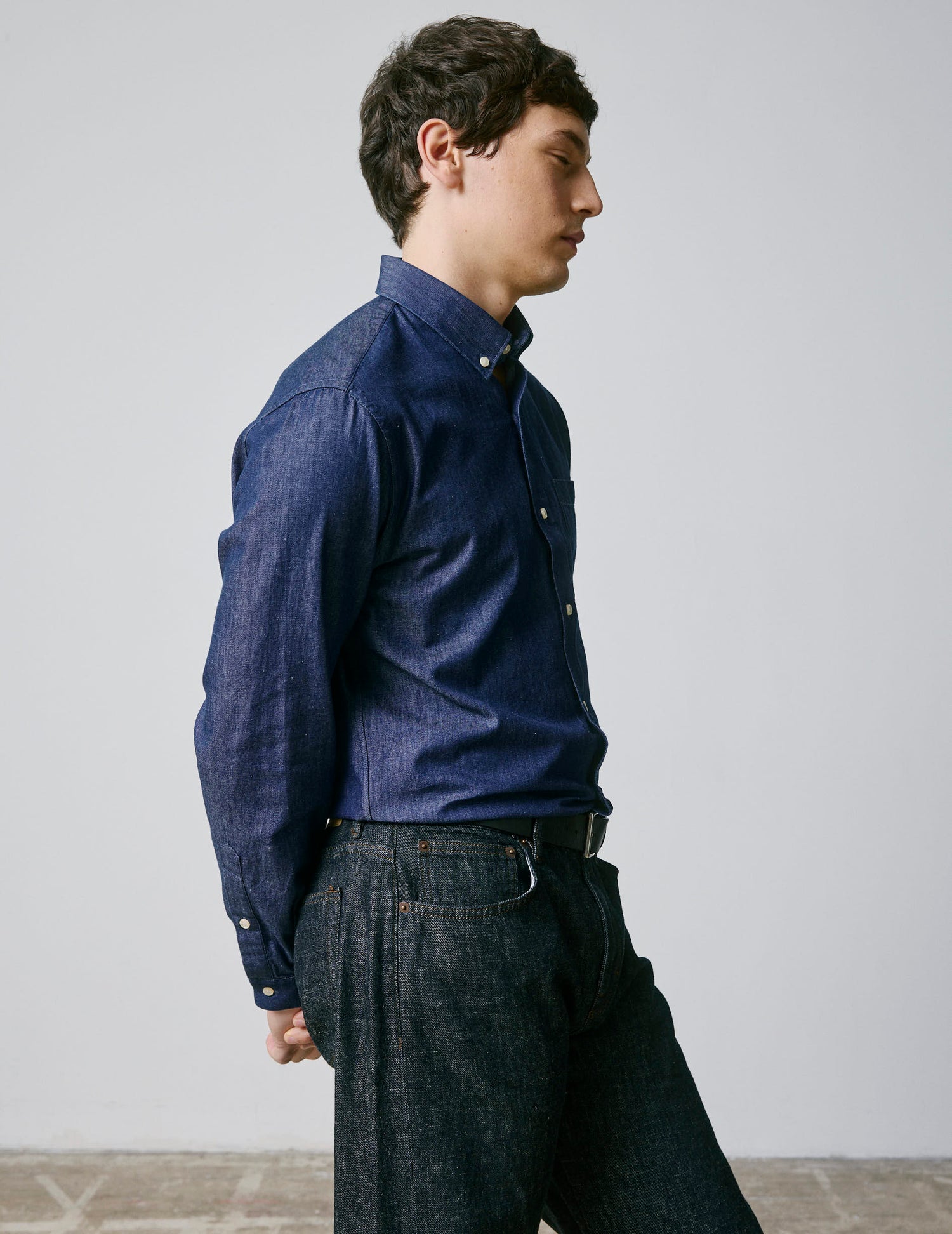 Navy denim Gabriel shirt - Denim - American Collar#4