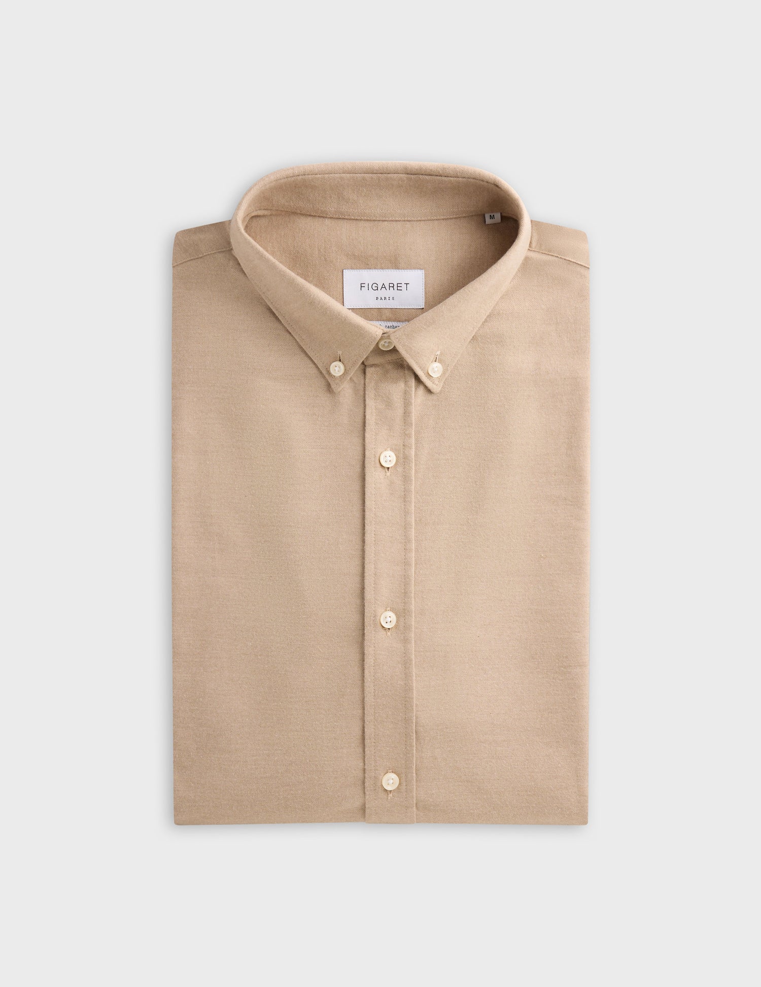 Beige cotton cashmere Gaspard shirt - Flannel - American Collar#4